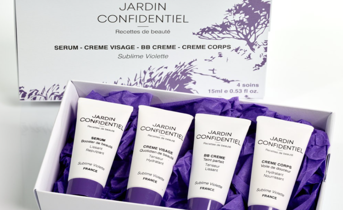 Marque cosmétique violette Jardin Confidentiel